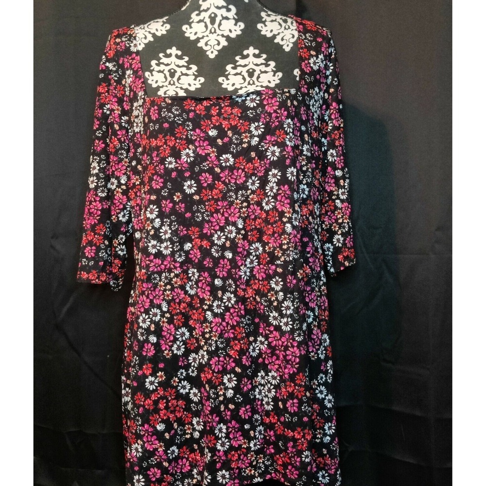 Simply Be Womens Floral Print Maxi‎ Dress 3/4 Sleeve Boho Square Neck Size 22